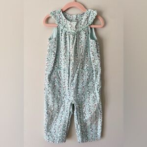 Janie and Jack teal floral romper 12-18mo